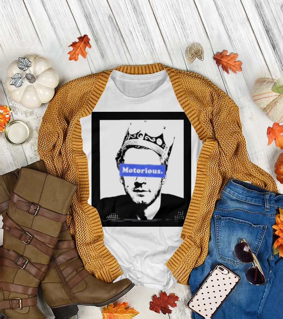 Willy Styles Motorious Crown Portrait with Blue Text Block T-Shirt
