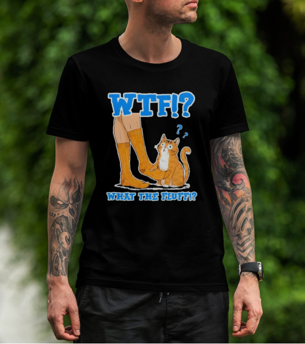 WTF What The Fluff Funny Cat Meme Confused Cat With Socks T-Shirt