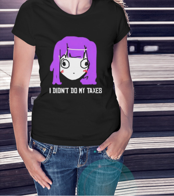 Jusagi Chan I Didn’t Do My Taxes Anime Style Purple Hair Sketch T-Shirt