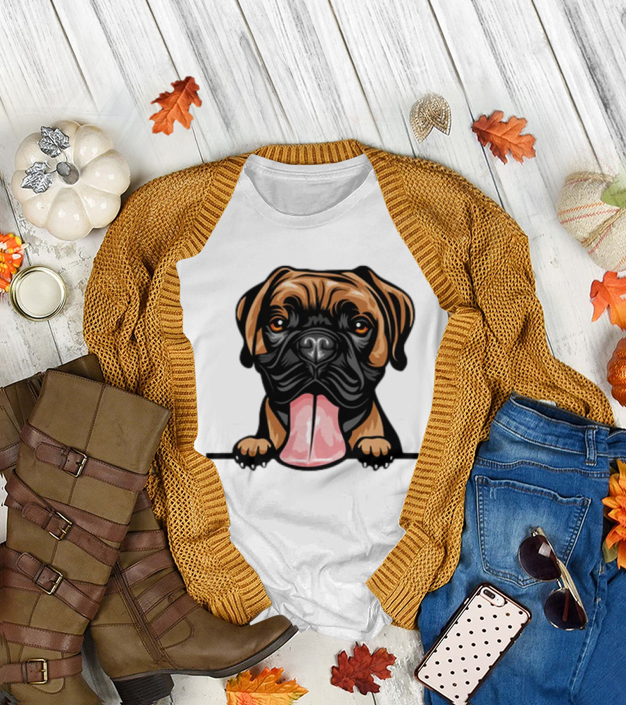 Animal Dog Boxer Peeking Over Edge 8jjj4rfff Colorful T-Shirt