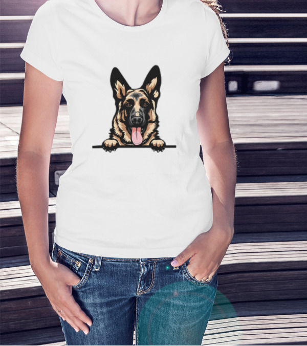 German Shepherd Dog Peeking Design Animal R5fvgb Color T-Shirt