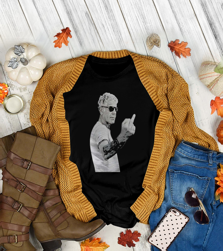 Anthony Bourdain Iconic Middle Finger Gesture T-Shirt