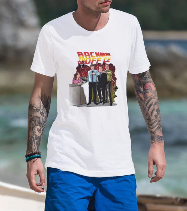 Back To The Office Men At Reception: Humorous Nostalgia With Lightning Burst T-Shirt