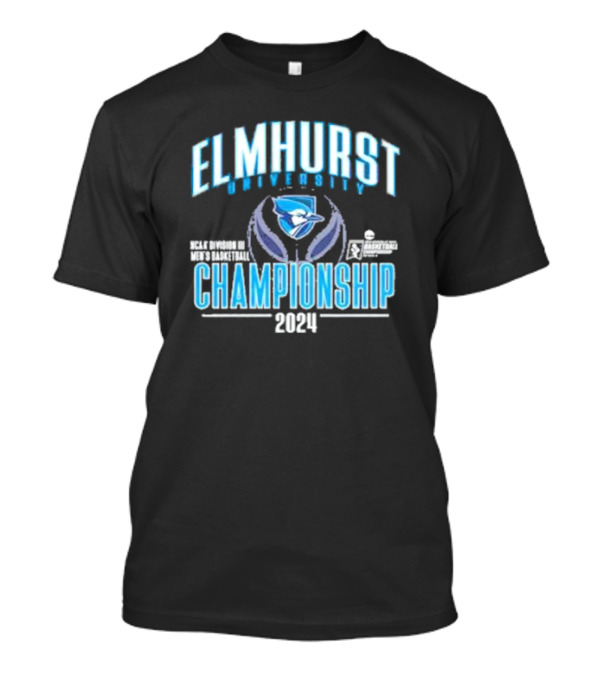 Elmhurst University 2024 NCAA Division III Men's Basketball Championship Logo With Bluejay Emblem T-Shirt