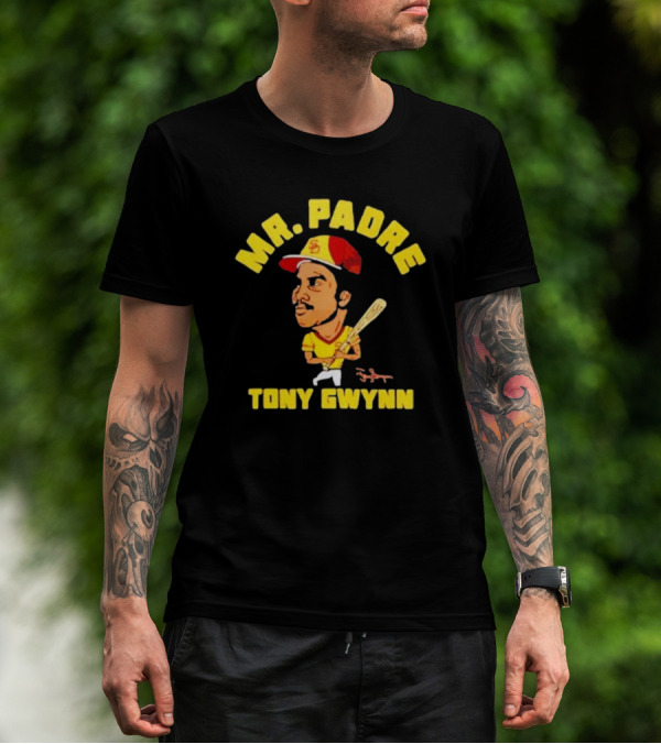 MR. PADRE TONY GWYNN SIGNATURE SAN DIEGO BASEBALL PLAYER CARTOON T-Shirt