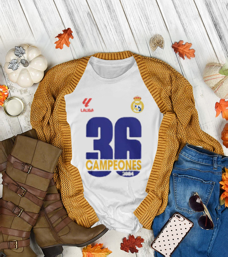Laliga Real Madrid 36 Campeones 2024 Champions T-Shirt