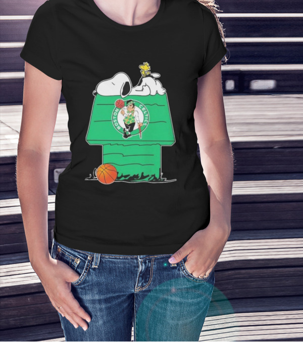 Peanuts Snoopy Woodstock Boston Celtics Basketball House T-Shirt