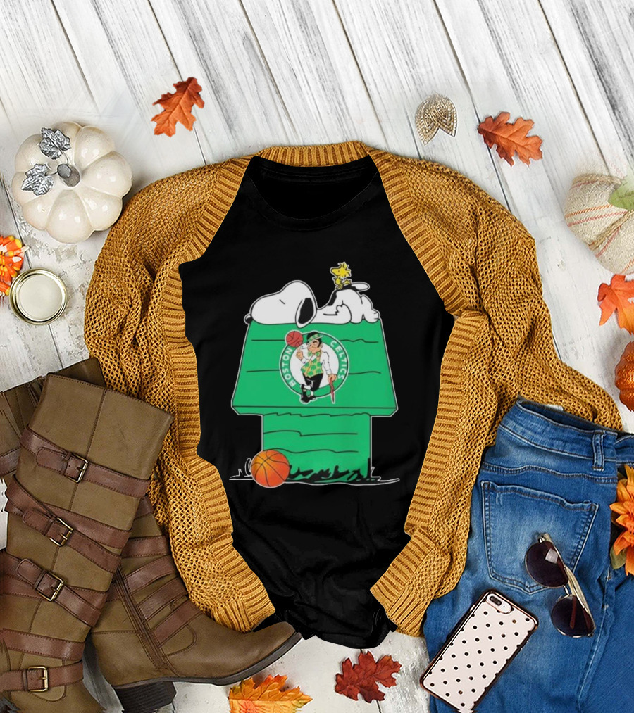 Peanuts Snoopy Woodstock Boston Celtics Basketball House T-Shirt