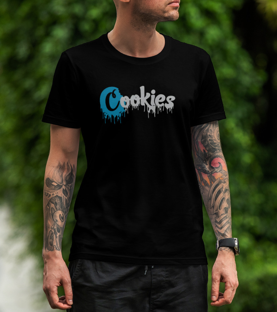 Cookies Dripping Text Blue T-Shirt
