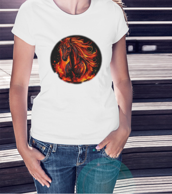 Fiery Horse With Flames For Funny Horse Lovers T-Shirt