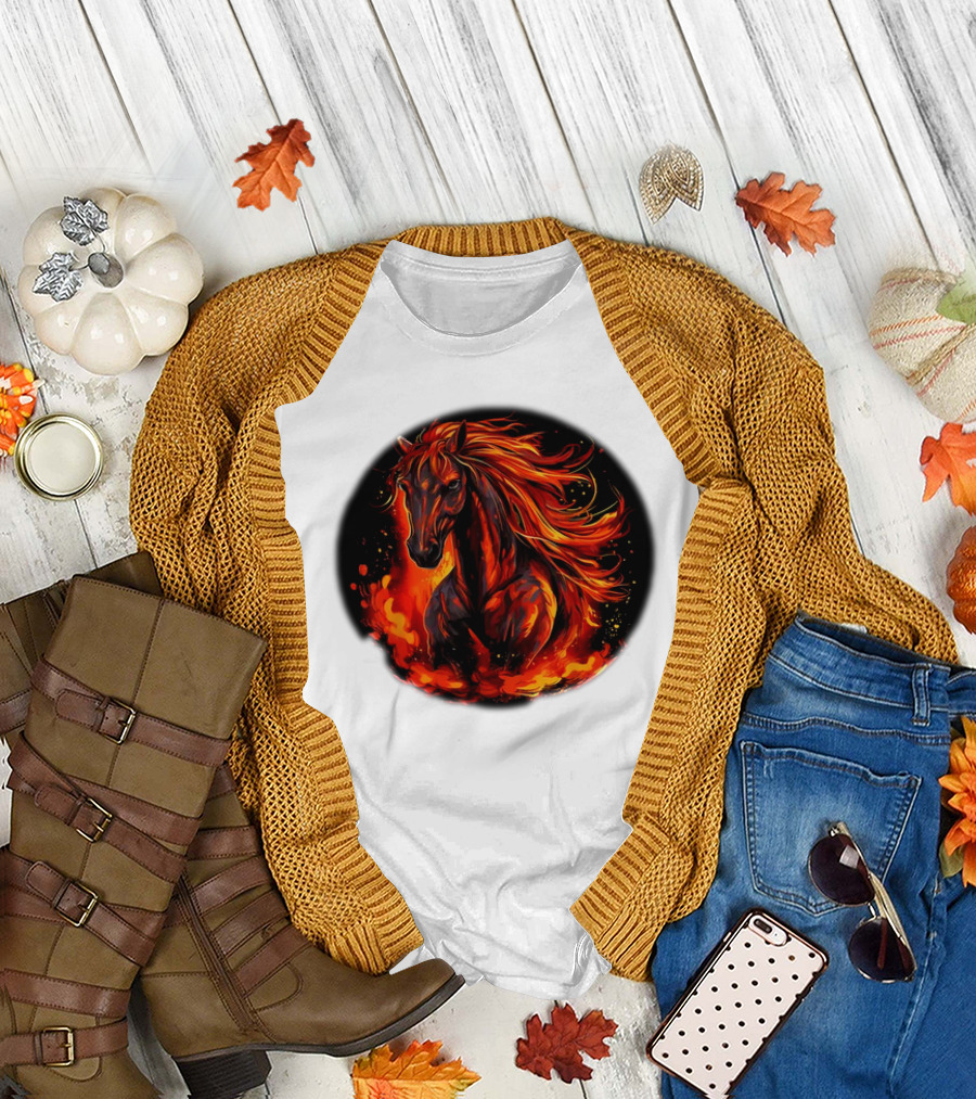 Fiery Horse with Flames for Funny Horse Lovers T-Shirt