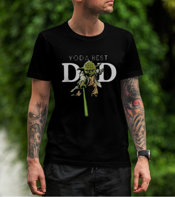 Yoda Best Dad Star Wars Fathers Day Green Lightsaber Jedi Master T-Shirt