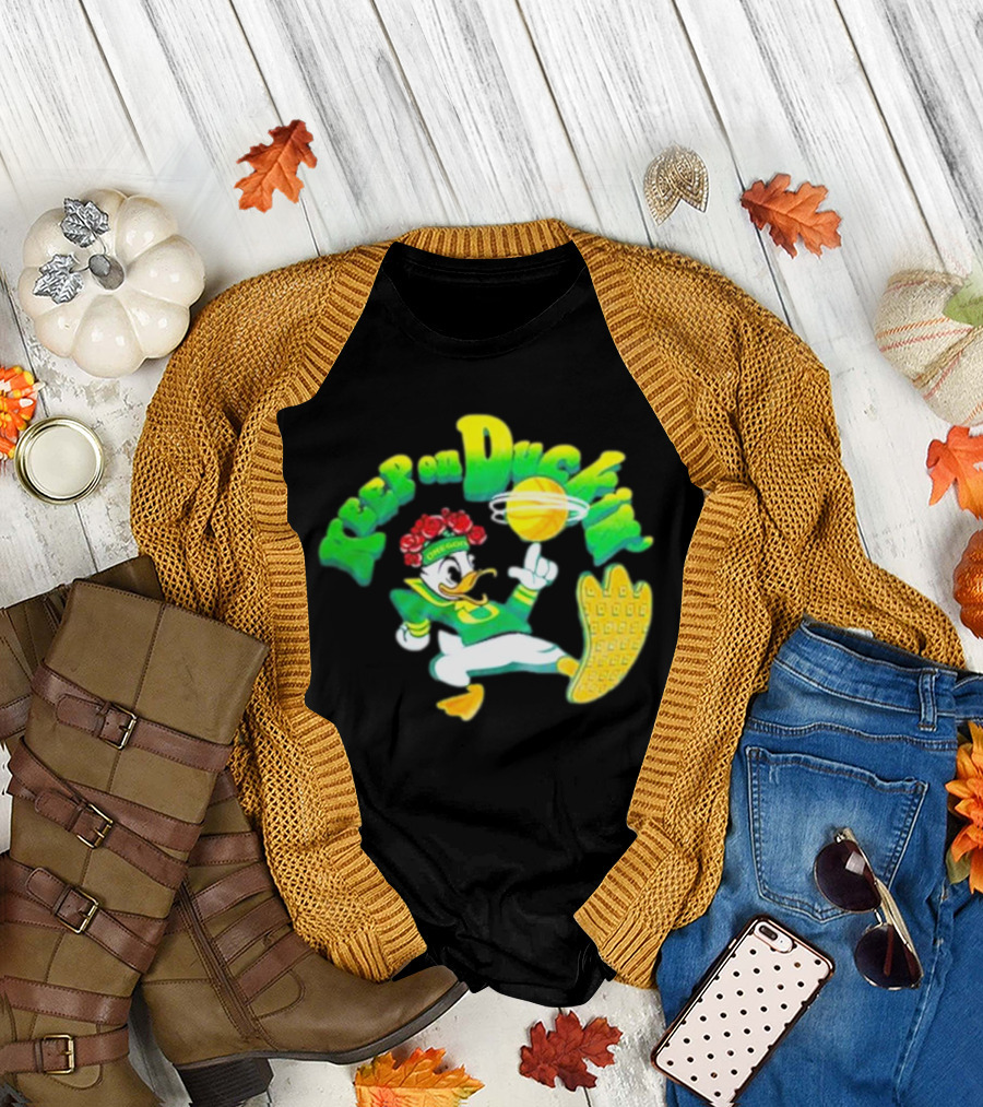 Keep On Duckin' Oregon Ducks Mascot Basketball Dunk T-Shirt