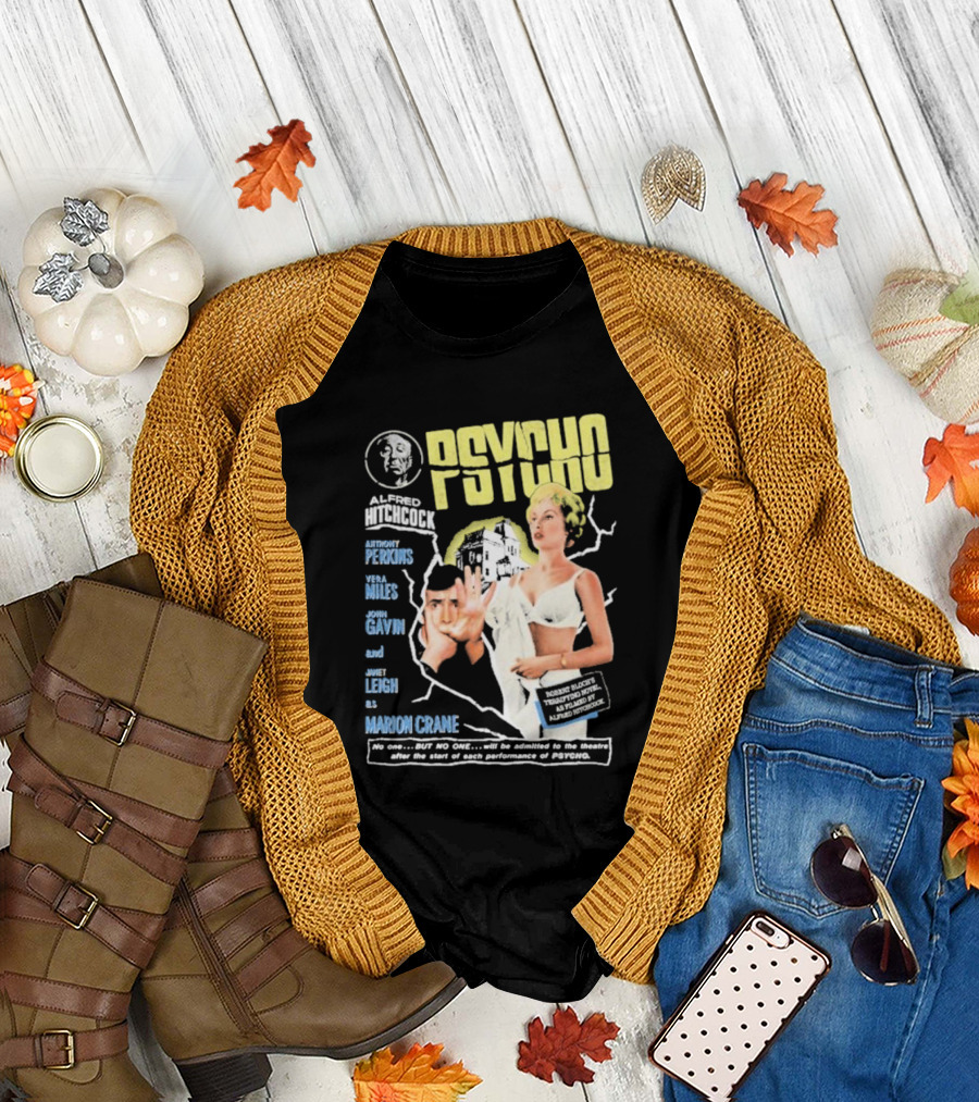 Alfred Hitchcock's Psycho Anthony Perkins Vera Miles John Gavin Janet Leigh as Marion Crane Theatre Admission Warning T-Shirt