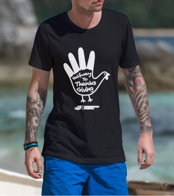 Rubberducks Halfway To Thanksgiving Hand Turkey T-Shirt