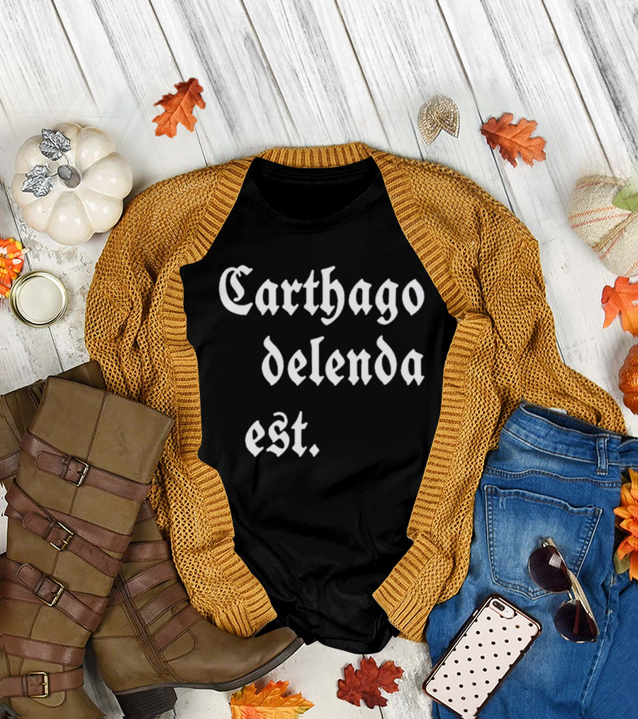 Mark Zuckerberg Carthago Delenda Est Latin Phrase in Gothic Font T-Shirt