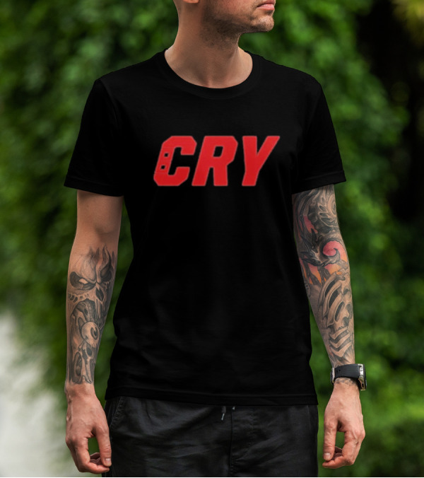 Checkered Flags Cry Cause Chaos Red Bold Symbol T-Shirt