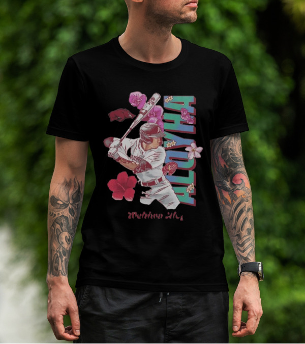 Wehiwa Aloyha Aloy Arkansas Baseball Flowers T-Shirt