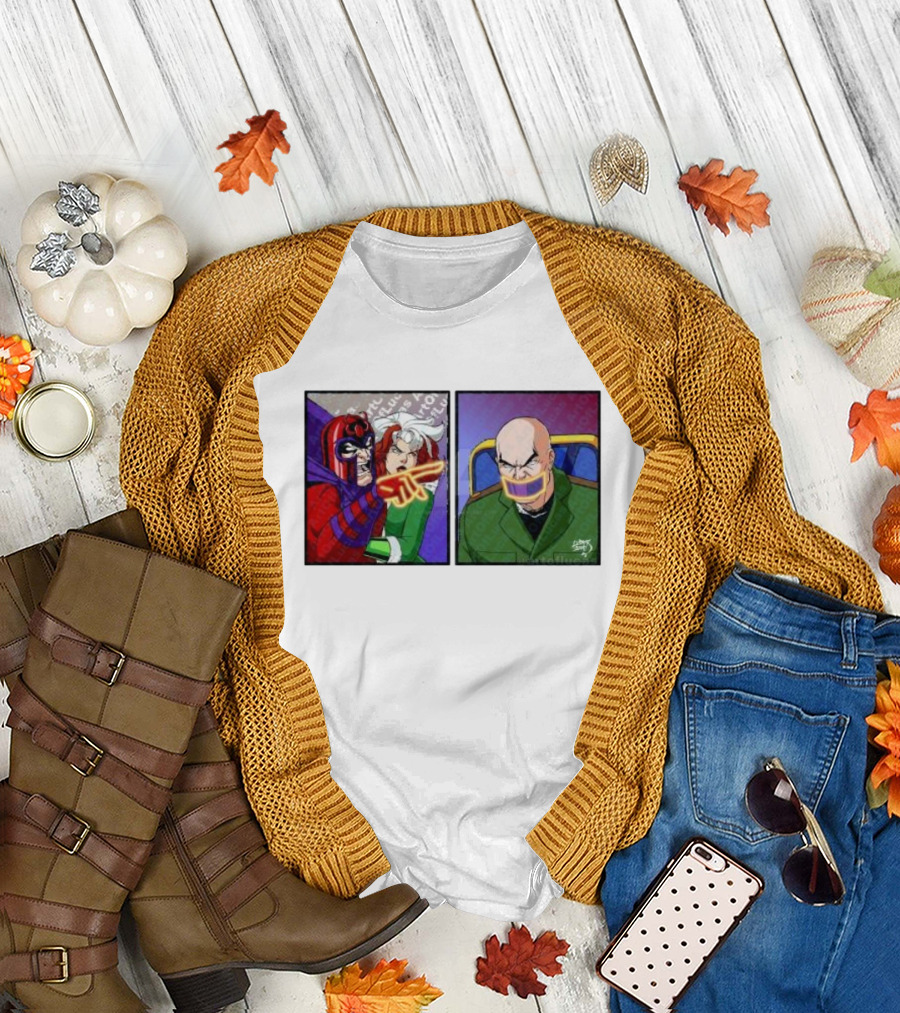 Magneto and Xavier Meme Panel with Pointing Gesture T-Shirt