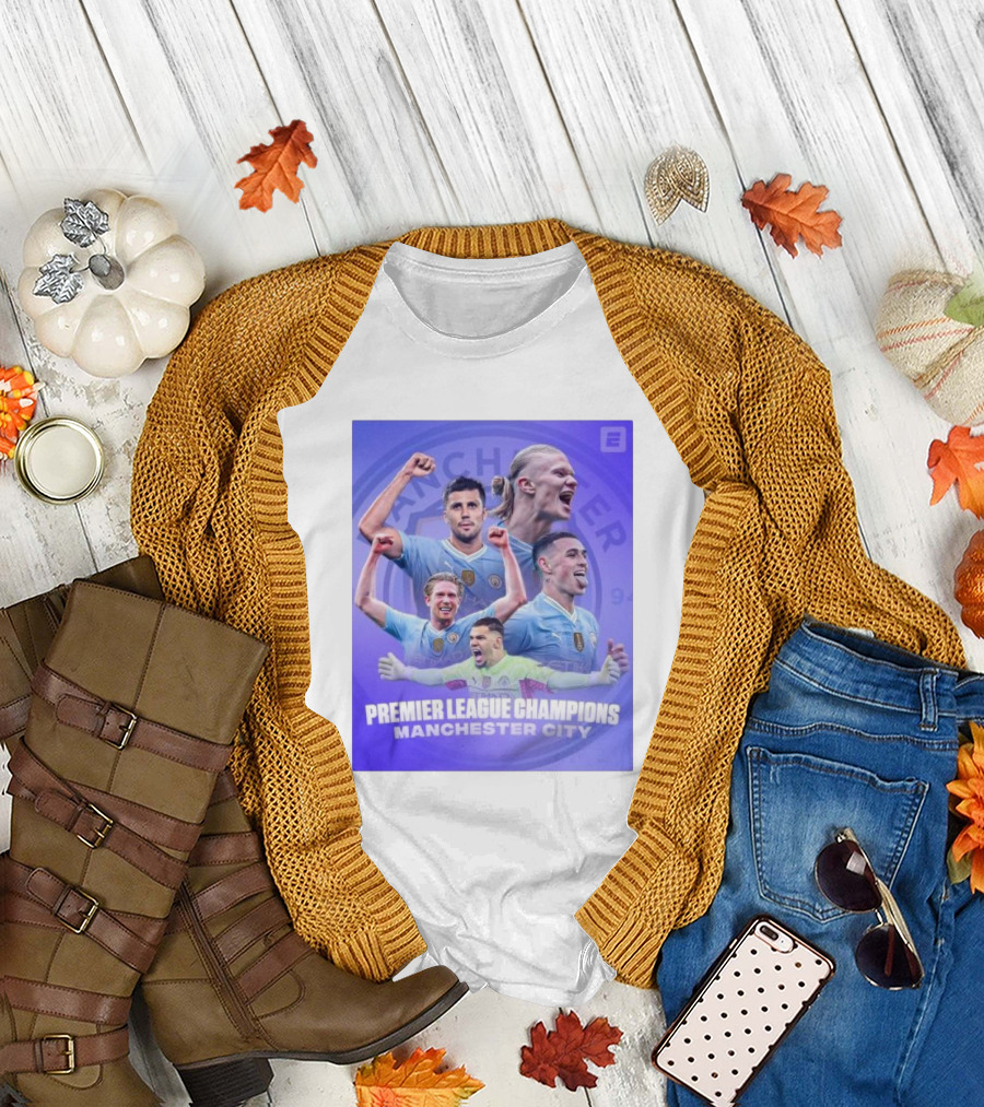 Premier League Champions Manchester City Player Celebration Images T-Shirt
