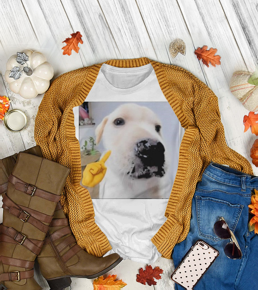 Mewing Cringe Cute Dog Meme Emoji Interaction T-Shirt