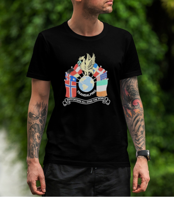 Transalpino Global Supporters With Flags And Globe Emblem T-Shirt