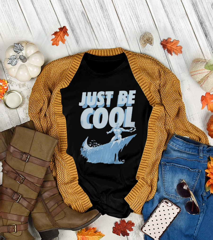 Just Be Cool Ice Man Surfing on Frozen Wave T-Shirt