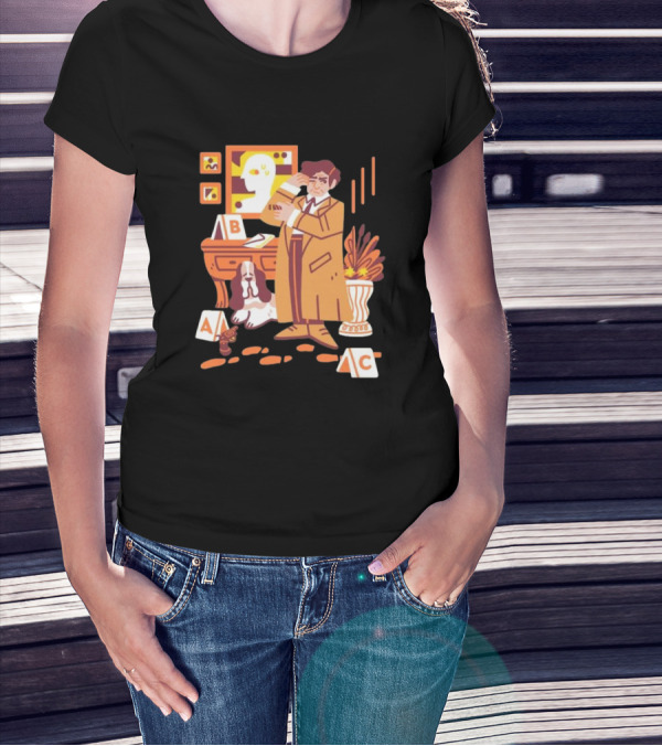 Just One More Thing Columbo Detective Classic Scene With Dog And ABC Cards T-Shirt