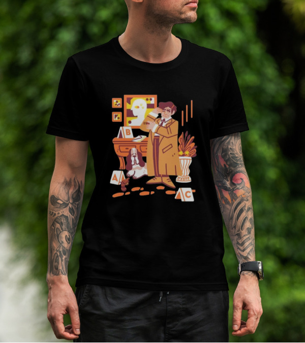 Just One More Thing Columbo Detective Classic Scene With Dog And ABC Cards T-Shirt