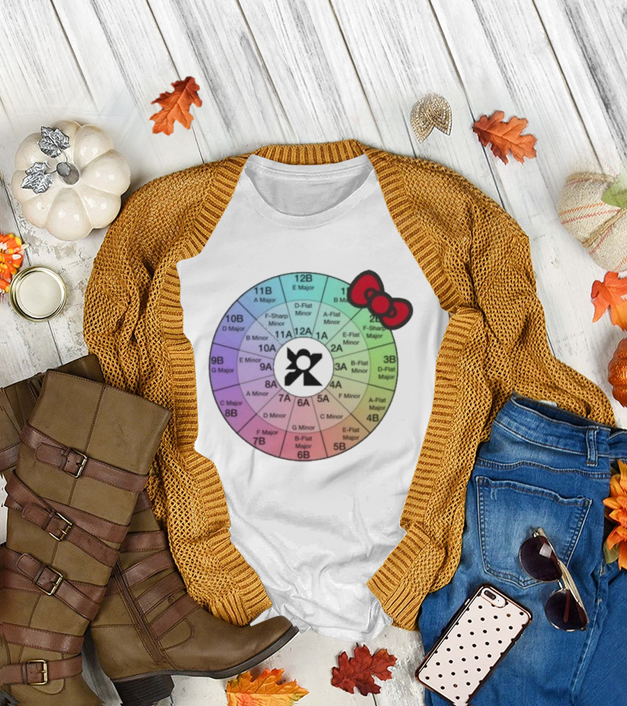 Ramonpang Djs Only Color Wheel Music Key Chart with Hello Kitty Bow T-Shirt