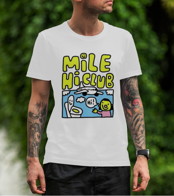 Mile Hi Club Airplane Bathroom Cartoon Hi Smiley Face T-Shirt