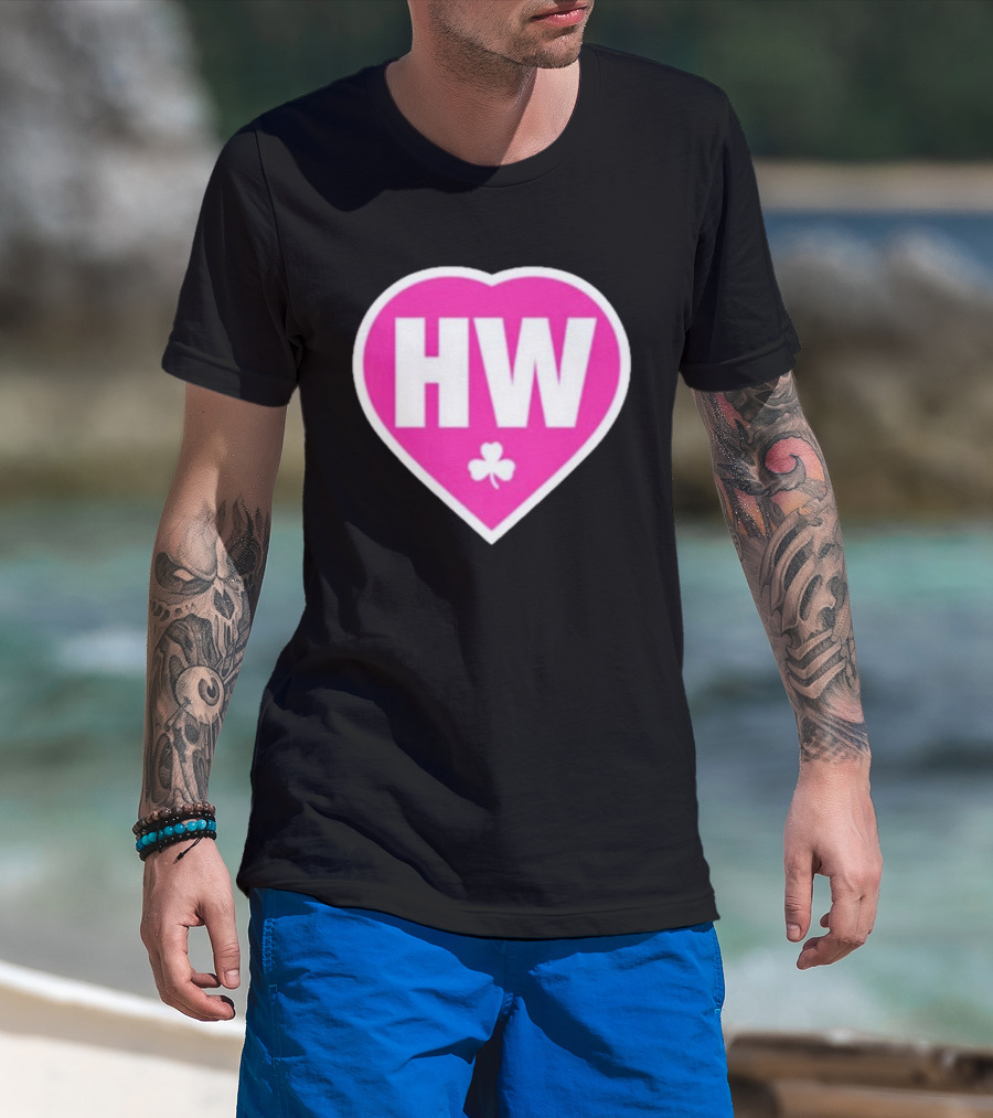 Celtics HW Heart With Pink Clover Move4Heather T-Shirt