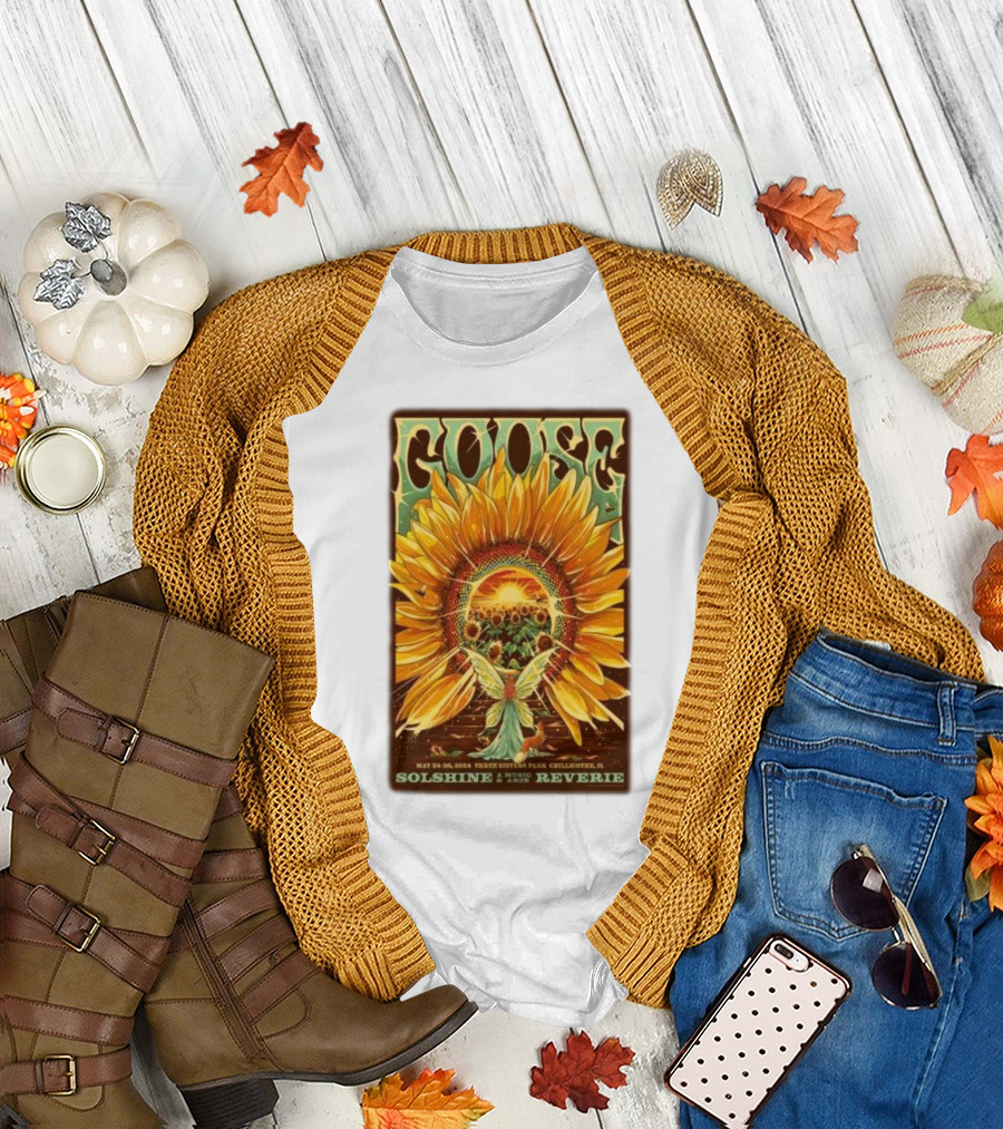 Goose May 24-26 2024 Three Sisters Park Chillicothe IL Solshine Music Reverie Sunflower T-Shirt