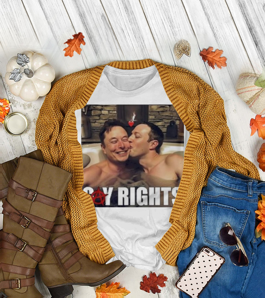 Gay Rights Anarchy Symbol Kiss Elon Musk Mark Zuckerberg Hot Tub T-Shirt
