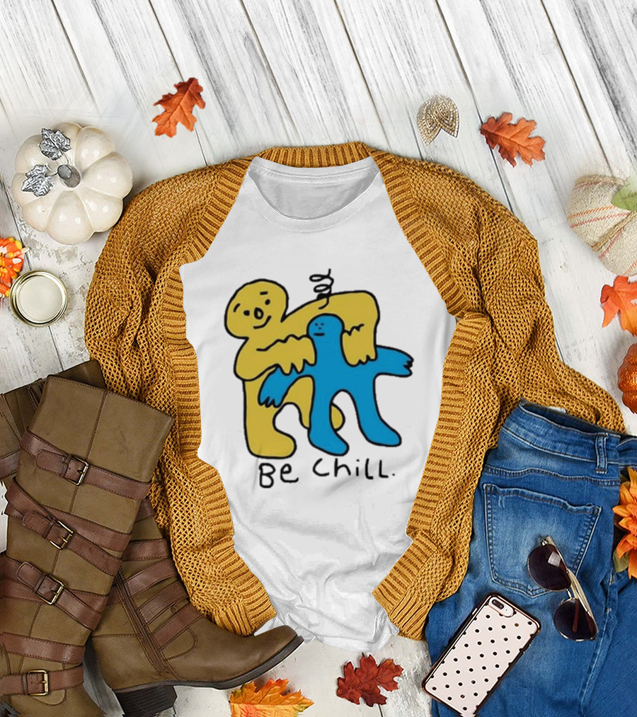 Iwantmyhoney Be Chill Yellow and Blue Figure Hugging T-Shirt