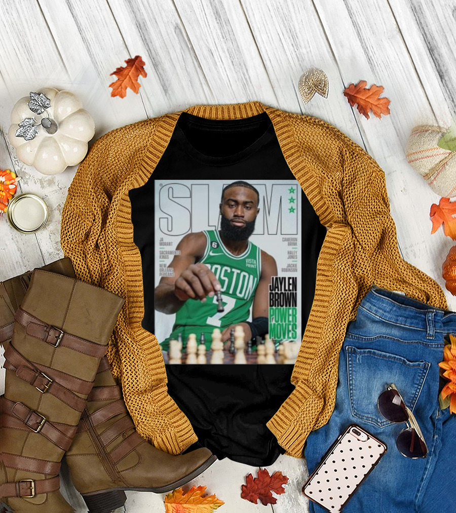 Slam Magazine Jaylen Brown Power Moves Chess Mastery Celtics Basketball Star T-Shirt