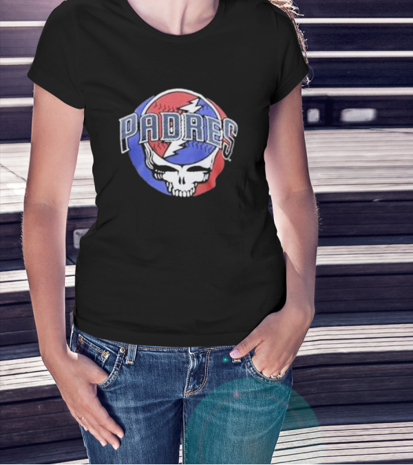 Padres Grateful Dead Style Logo Skully T-Shirt