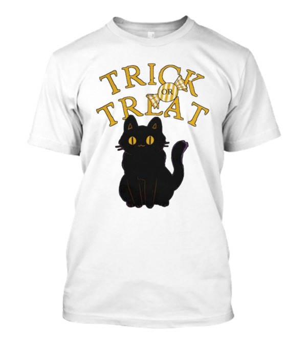 Trick Or Treat Candy Black Cat Halloween T-Shirt