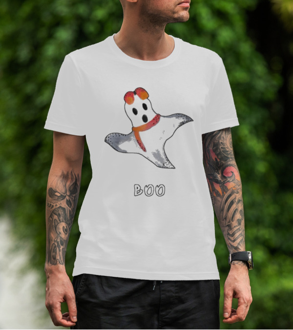 Boo Orange Black White Ghost Halloween T-Shirt