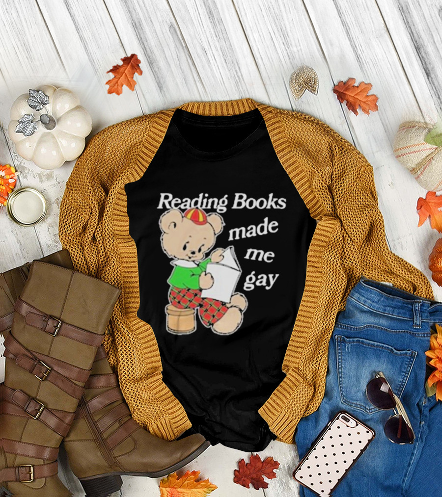 Reading Books Made Me Gay Teddy Bear in Plaid T-Shirt