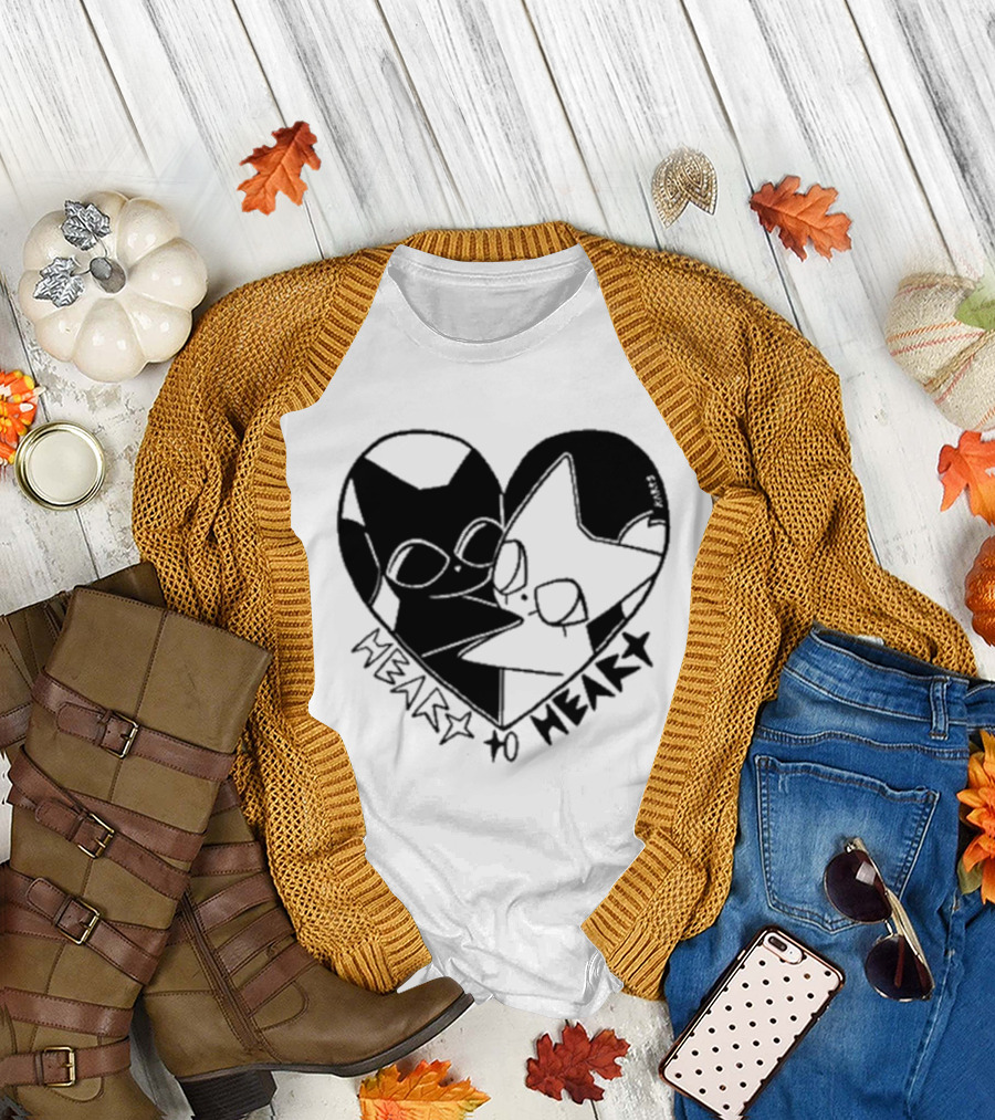 Heart to Heart Everpress Black and White Cat T-Shirt