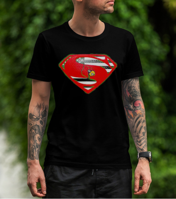 Superman Logo Louisville Cardinals USA Flag Fusion T-Shirt