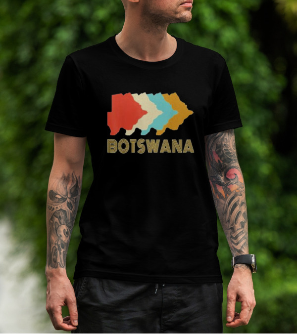 Botswana Vintage Multi-Color Map T-Shirt