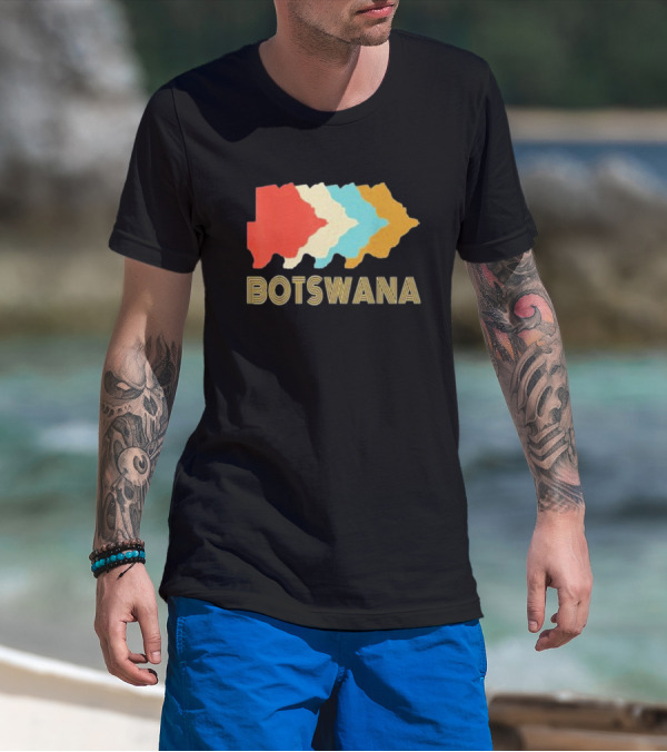 Botswana Vintage Multi-Color Map T-Shirt