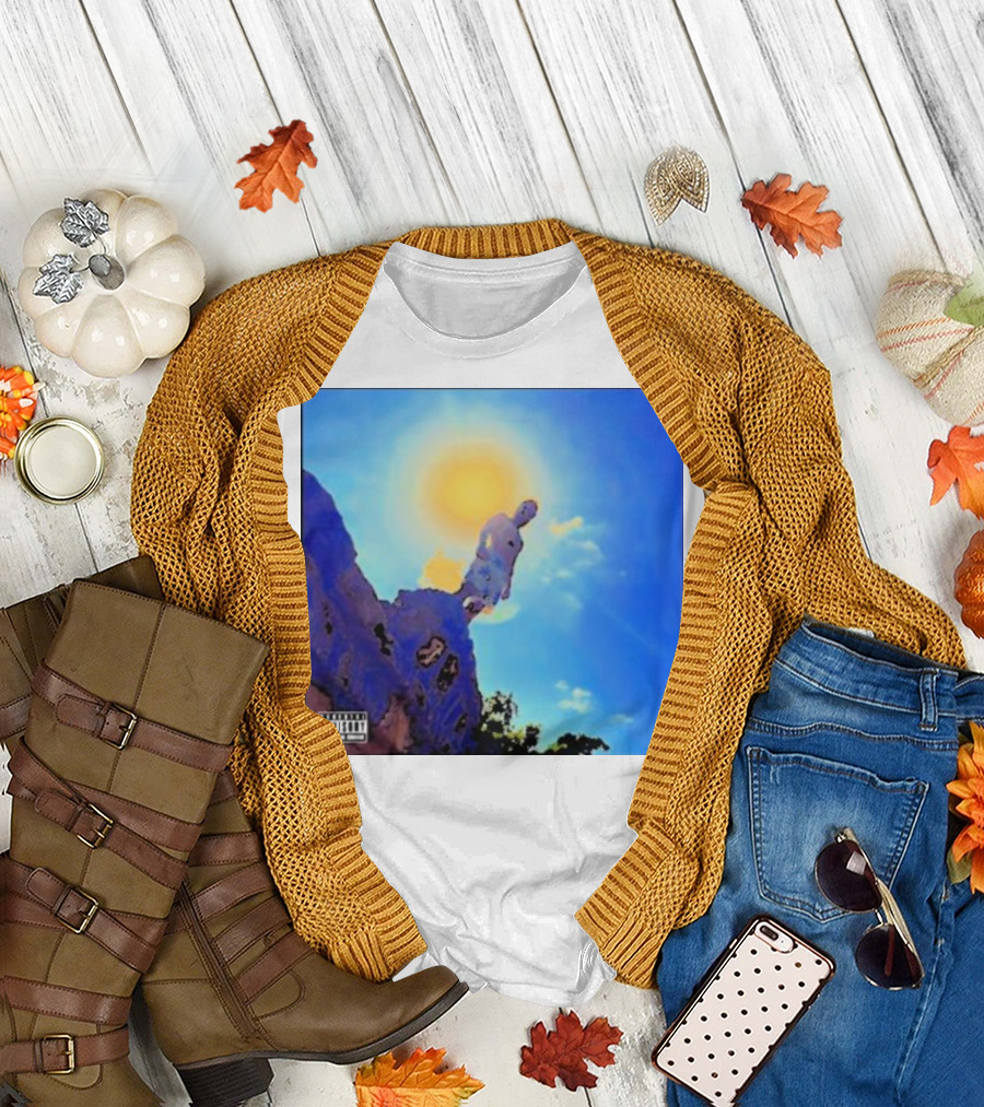 Wagmi Music Images Figure on Cliff with Sun and Clouds Cover T-Shirt
