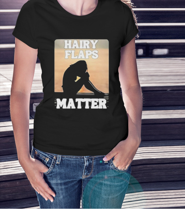 Hairy Flaps Matter Silhouette On Beach Background T-Shirt