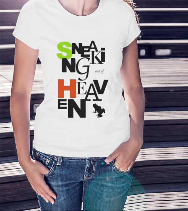 Sneaking Out Of Heaven Frog In Neon And Orange Letters T-Shirt