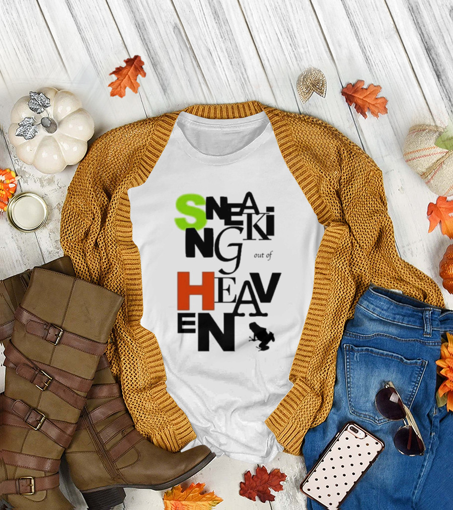 Sneaking Out of Heaven Frog in Neon and Orange Letters T-Shirt