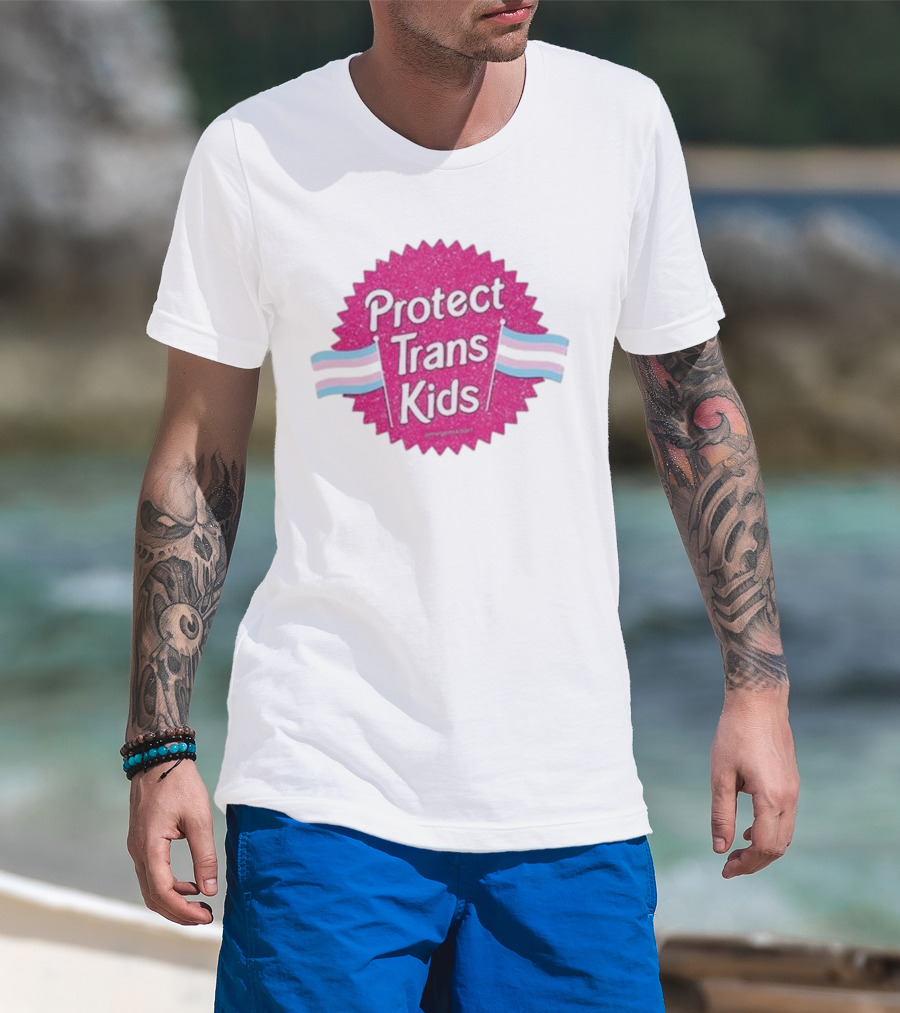 Protect Trans Kids Megamikoart Transgender Flag Pride T-Shirt