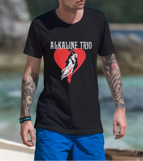 Alkaline Trio Heart Swept Cloaked Figure And Red Heart T-Shirt